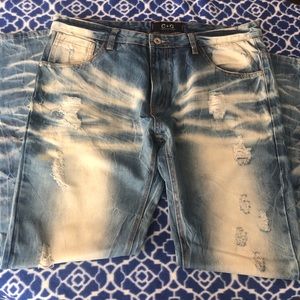 Chapel & Greed Straight Fit Distressed Jeans